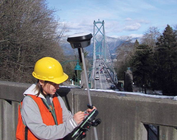 The Leica GS18T marked the beginning of the multi-sensor stack trend for GNSS rovers, introducing no-calibration tilt compensation in 2017. This was soon followed by the GS18I, adding a camera for offset points, stakeout, and point cloud creation. Since then, such features are common across the industry. (Photo: Gavin Schrock)