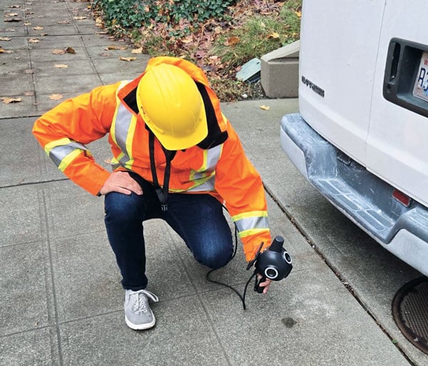 For their handheld, camera-based 3D mapping system, Looq AI opted for a high-precision GNSS board from Septentrio to integrate with an IMU for their automated PPK and AI processed workflow. (Photo: Gavin Schrock) 