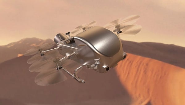Dragonfly Titan UAV explorer (Credit: NASA/Johns Hopkins APL/Steve Gribben)