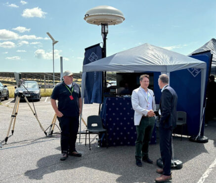 Rohde & Schwarz demonstrated the ARDRONIS Wi-Fi, ARDRONIS Locate Advanced and the ARDRONIS Effect in the Multiband Jammer configuration. Fltr: Markus Beil and Christopher Mantle. (Credit: Rohde & Schwarz)