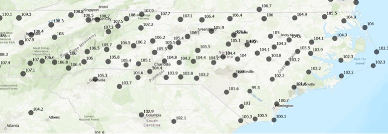 Differences Between ITRF2020 and NAD 83 2011 in NC
Horizontal Change (units in cm)
