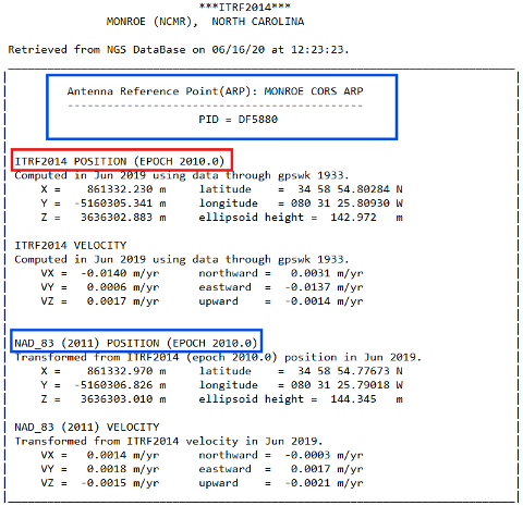 ITRF coordinates for NCMR.
