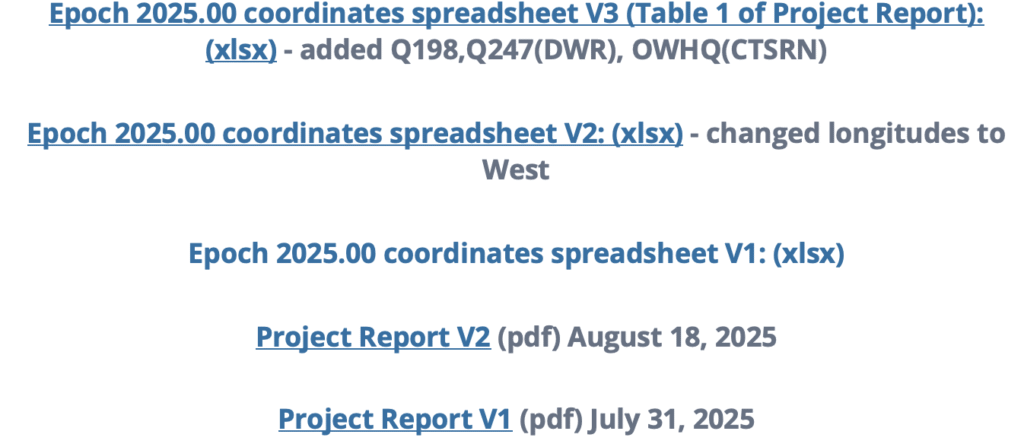 Excerpt from CSRC Epoch 2025.00 web page.