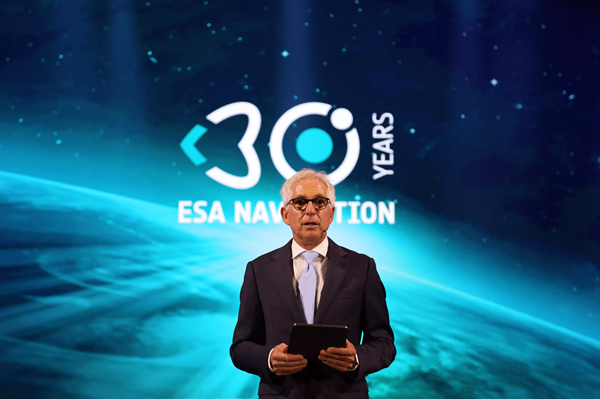 Javier Benedicto kicks off the celebration of 30 years of satellite navigation. (Photo: ESA)