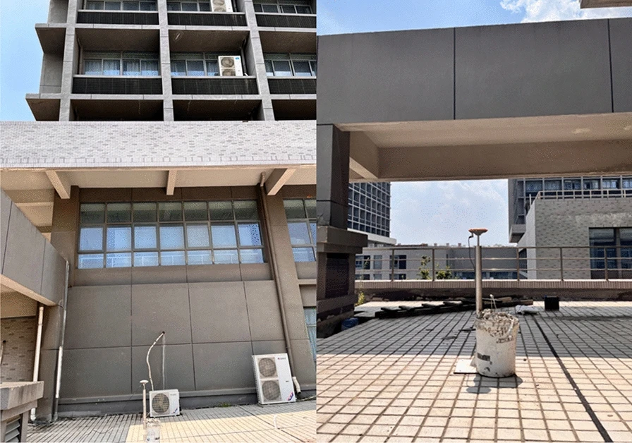 Scenes of the static experiment. The left and right panels denote the west and south sides of the station. (Photos: Study authors)