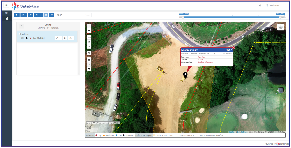 Flagging encroachment risks from space. (Image:: Satelytics)
