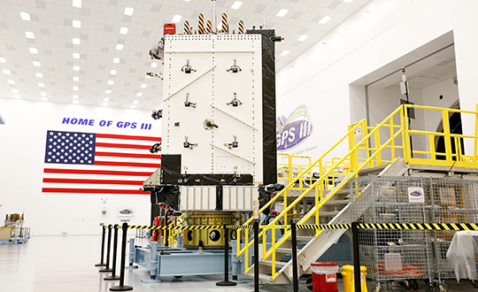 The first GPS III satellite after assembly. (Photo: Lockheed Martin/USAF)