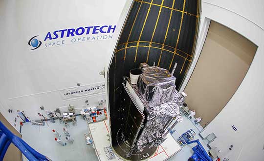 The second GPS III satellite is encapsulated before launch. (Photo: Lockheed Martin)