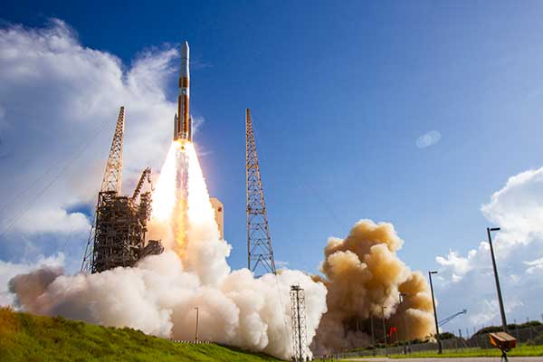 A ULA Delta IV rocket carrying GPS III SV02 lifts off from Space Launch Complex-37 on Aug. 22. (Photo: ULA)