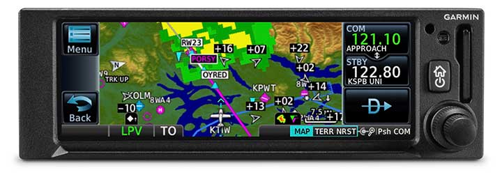 The GNC 355 is a GPS navigator with localizer performance with vertical (LPV) approach guidance. (Photo: Garmin)