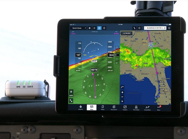 A cockpit equipped with ADS-B controls. (Photo: FAA)